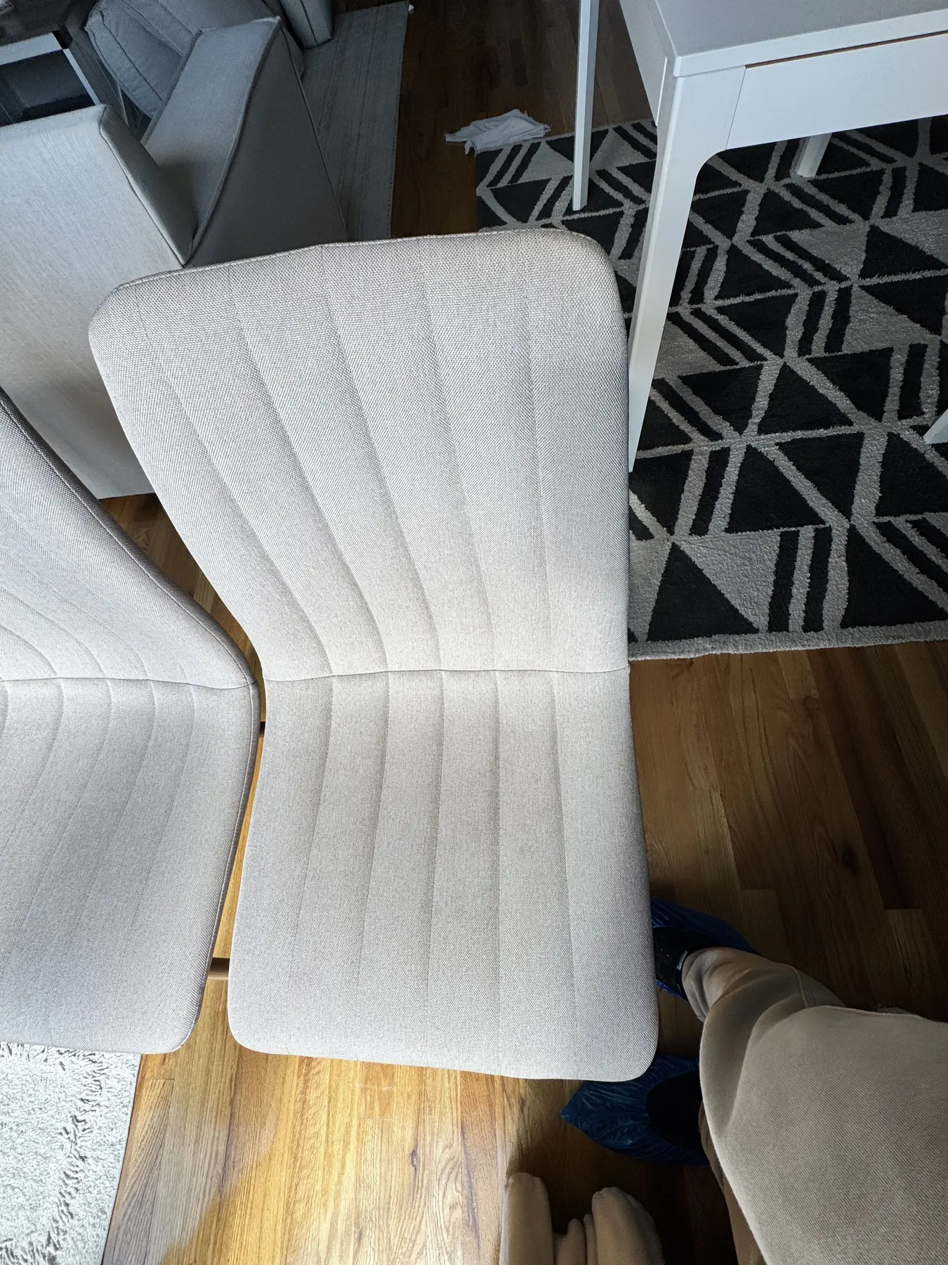 Fabric and seat detail of a chair cleaned by KC Pro in a home