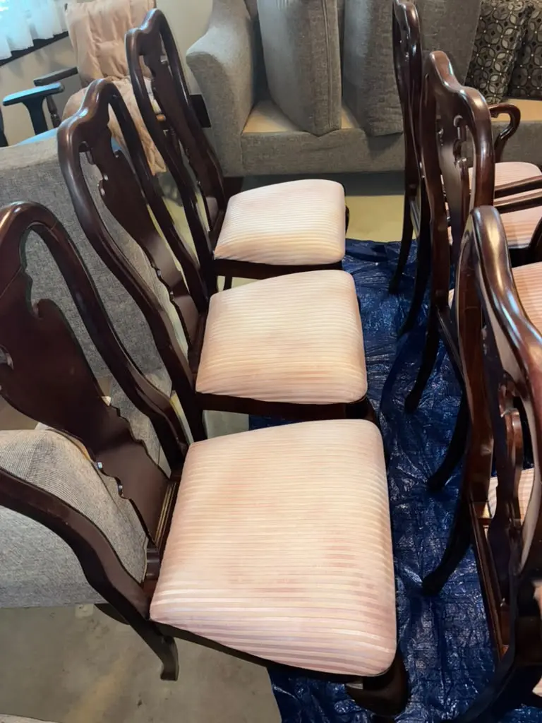 Upholstered dining chairs from a KC Pro cleaning job